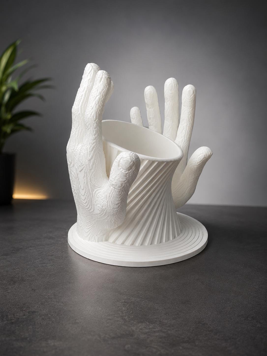 Portaoggetti mani decorativo, organizer makeup stampato in 3D , Cuore personalizzabile, home decor moderno