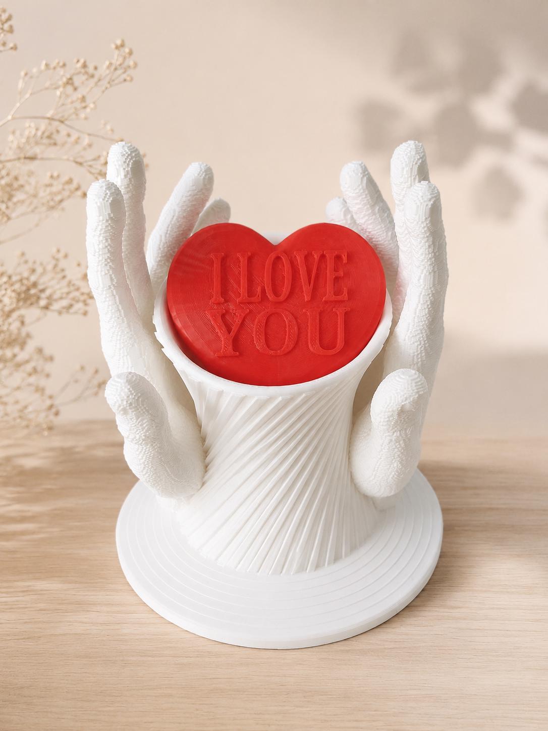 Portaoggetti mani decorativo, organizer makeup stampato in 3D , Cuore personalizzabile, home decor moderno