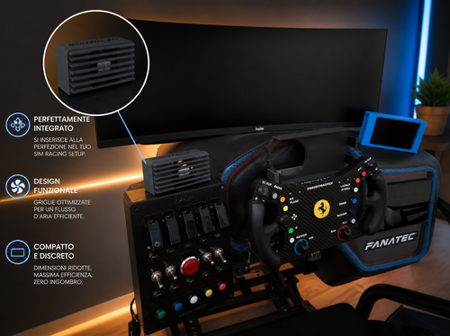 Mini ventilatore adatto alle postazioni di guida, simulatore di guida, sim racing, stampante 3d