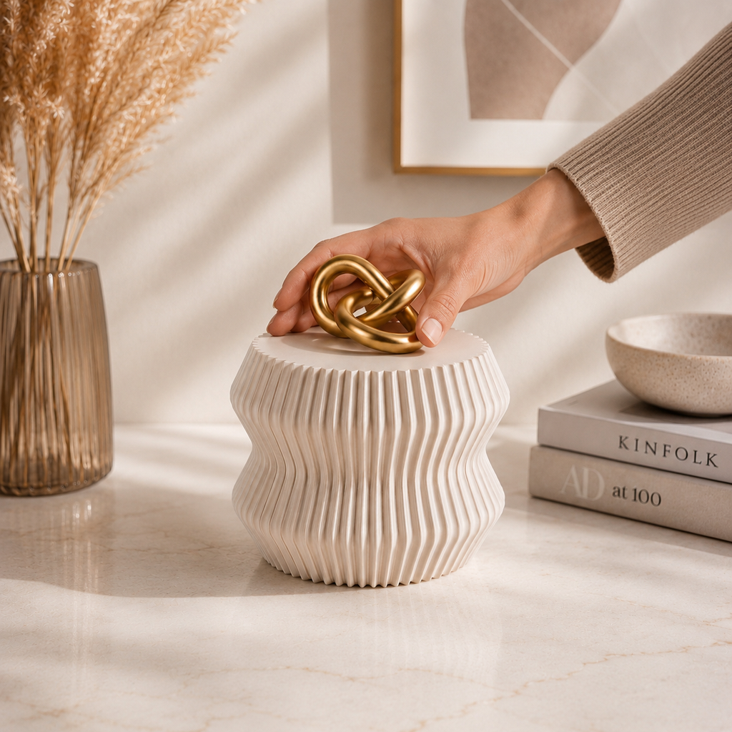 Elegante soprammobile moderno, scultura in 3d per arredamento casa e ufficio, stampante 3d